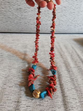 Collana in corallo e turchese texano