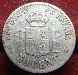 ALFONSO XII 50 CENTIMOS PLATA 1880 *8 0