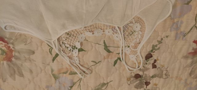 camicia da notte bianca in cotone con ricamo