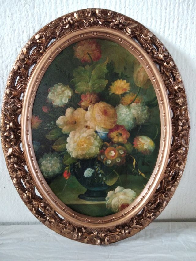 CUADRO RESINA JARRON FLOR PINTADO SOBRE TABLILLA