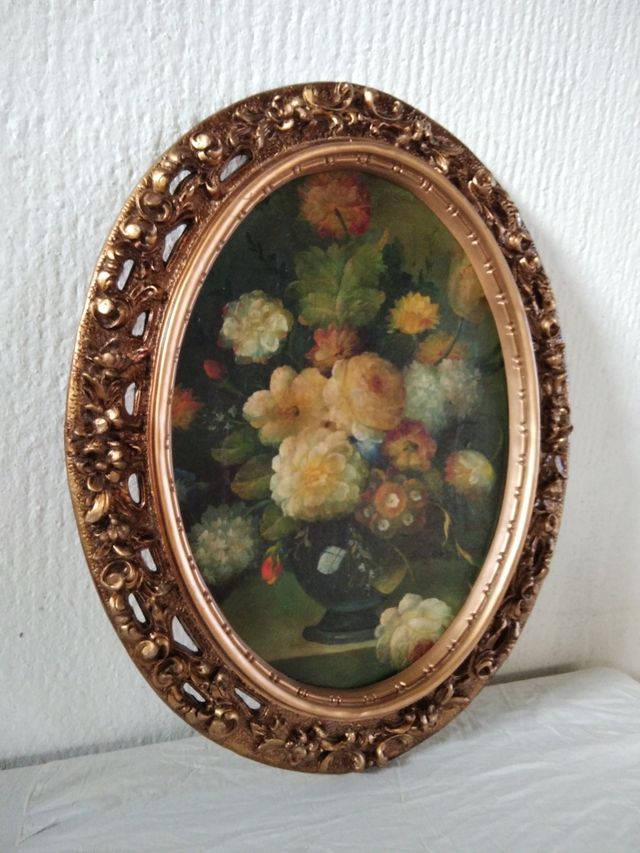 CUADRO RESINA JARRON FLOR PINTADO SOBRE TABLILLA