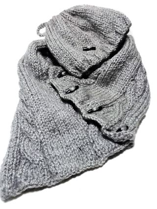 👒 Gorro y bufanda 100% lana, gris perla