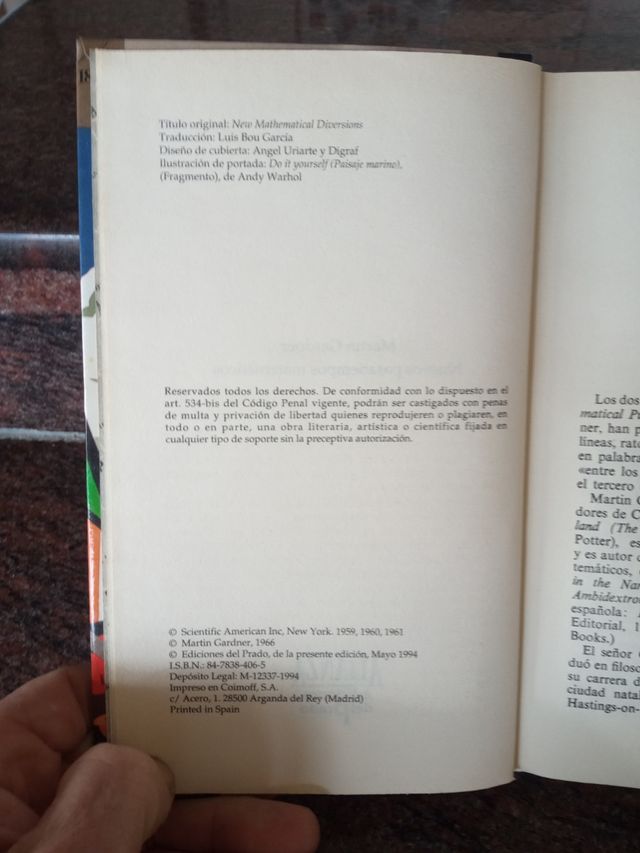 Nuevos pasatiempos matemáticos. Martín Gardner.