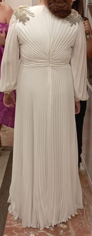 Vestido de novia gasa plisada