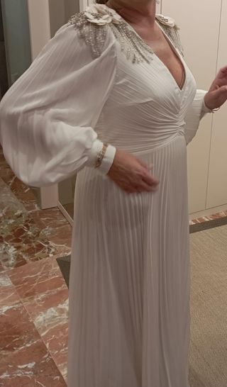 Vestido de novia gasa plisada