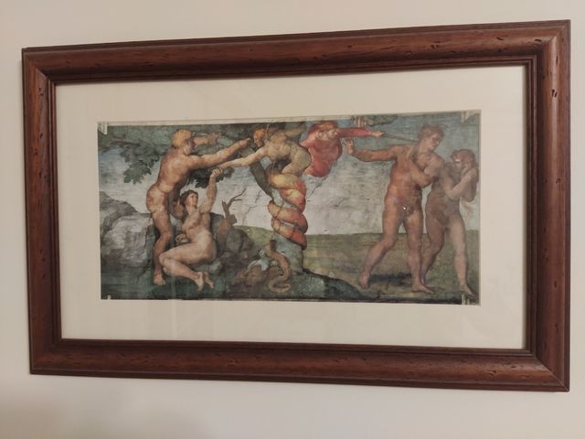 Pareja de cuadros con laminas de Capilla Sixtina