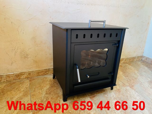 Estufa de leña con horno con reloj Temperatura