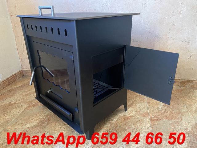 Estufa de leña con horno con reloj Temperatura