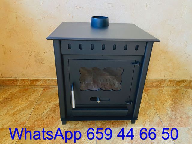 Estufa de leña con horno con reloj Temperatura