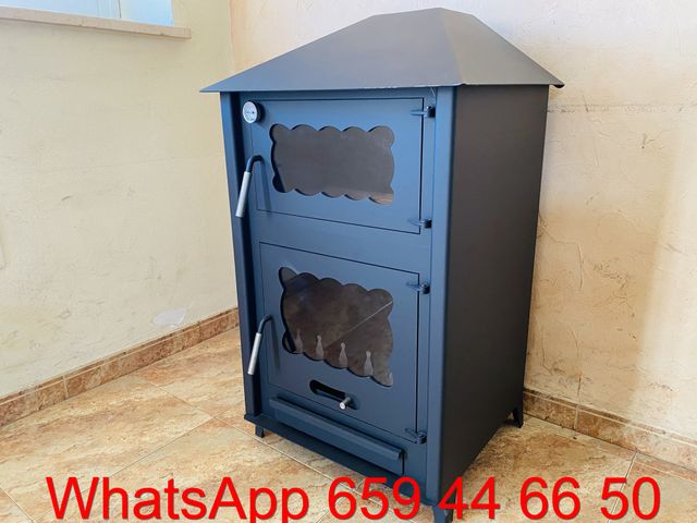 Estufa de leña con horno con reloj Temperatura