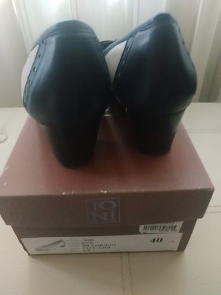 Zapato piel blanco y azul N° 40