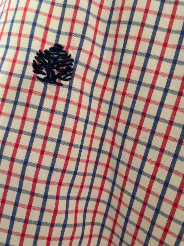 Camisa cuadros cuello mao 