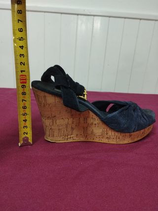 Cuñas ante azul suela de corcho Bimba y Lola