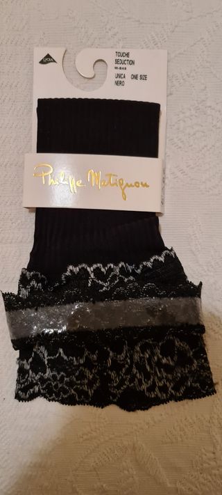 Gambaletti neri con balza pizzata siliconata 