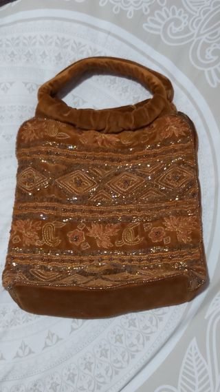 BOLSO ASA DE TERCIOPELO Y ABALORIOS