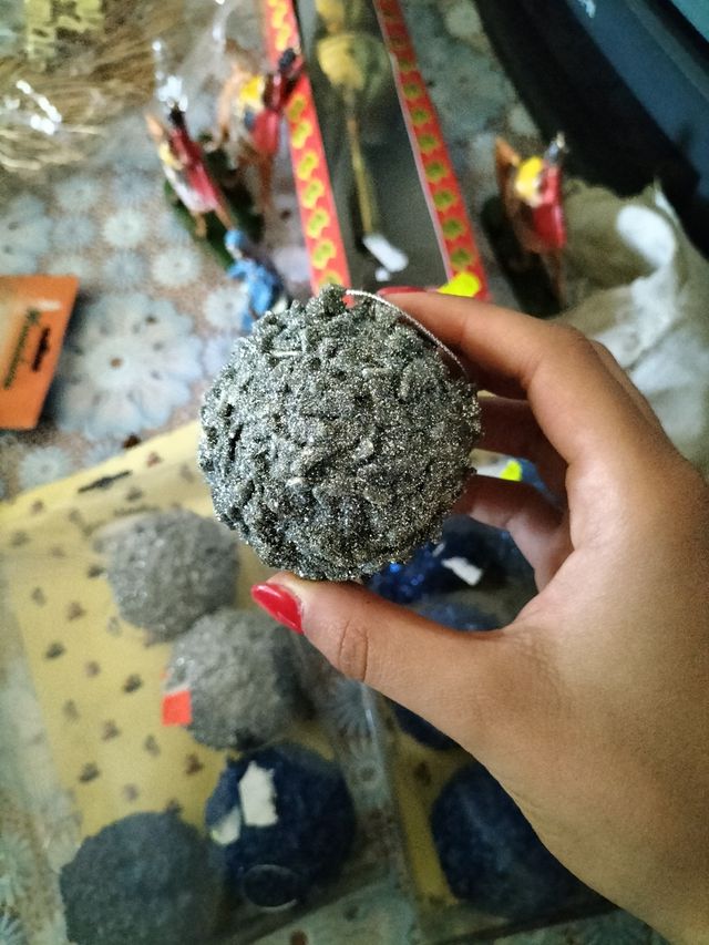 palline di natale, colore grigio e blu 