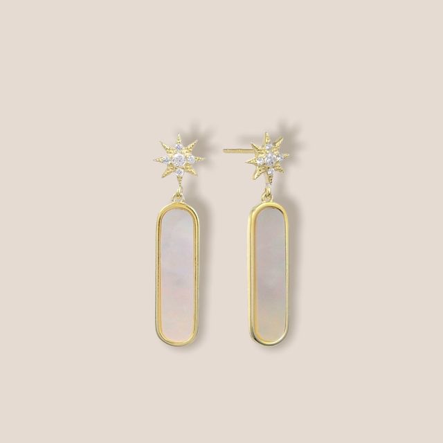 Elegantísimos Pendientes Nacar, Baño Oro 