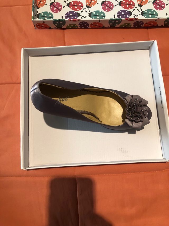 Zapato tacon 39 gris/ morado