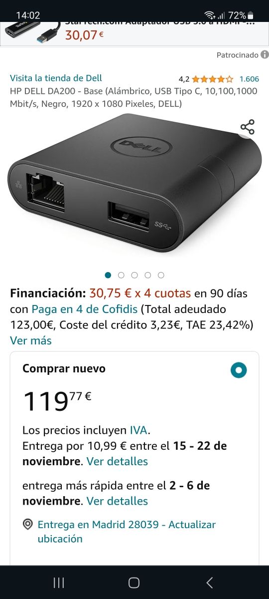 Adaptador USB C DELl DA200