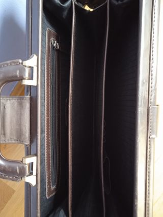 Cartera piel marrón gran capacidad