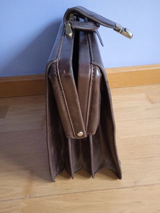 Cartera piel marrón gran capacidad