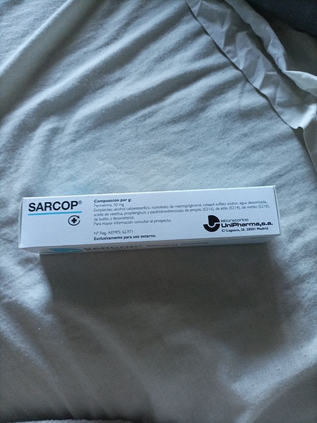 Sarcop permetrina 50 mg\/g crema de segunda mano por 15 EUR en La Pineda en WALLAPOP Sarcop permetrina 50 mg\/g crema de segunda mano por 15 EUR en La Pineda en WALLAPOP