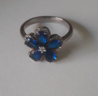 Conjunto plata, circonitas y piedras azul