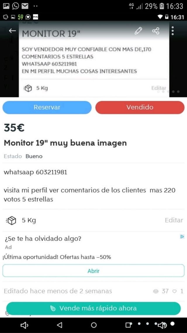 MONITOR 19" REBAJADO