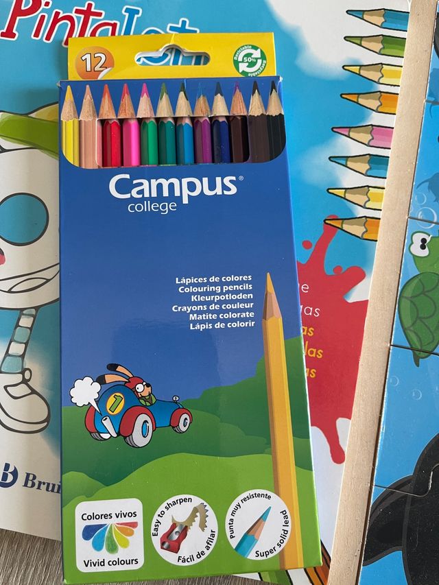 Lote infantil libro colorear, colores y puzzle