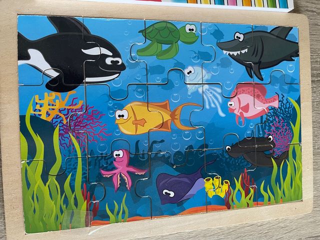 Lote infantil libro colorear, colores y puzzle