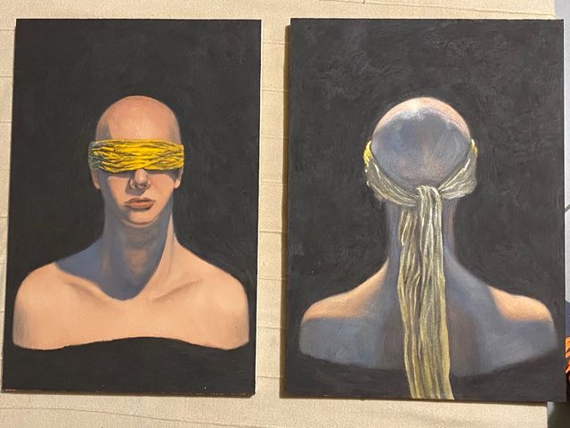 Quadro : pittura olio su tavola "modella dal vero"