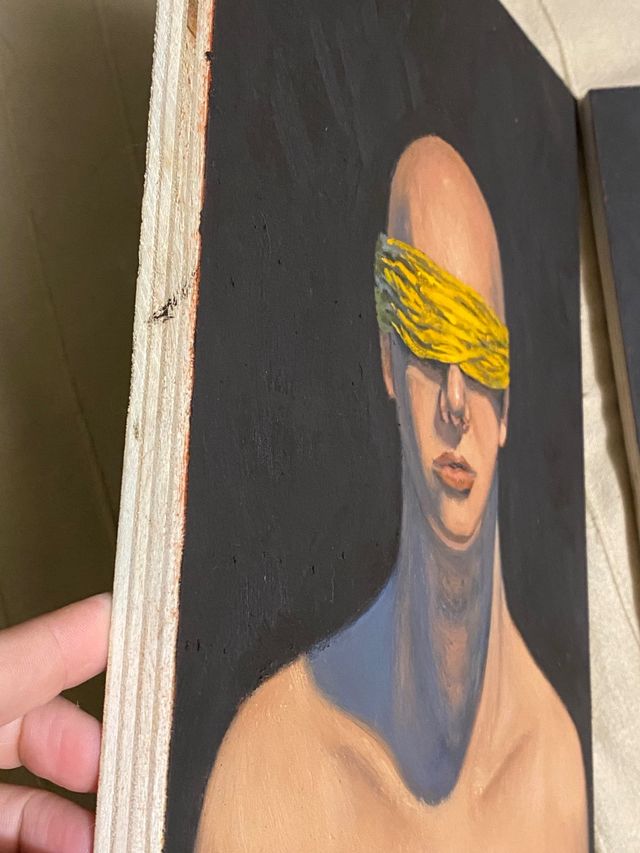 Quadro : pittura olio su tavola "modella dal vero"