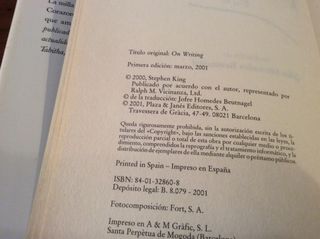 Mientras Escribo Primera edición Stephen King 