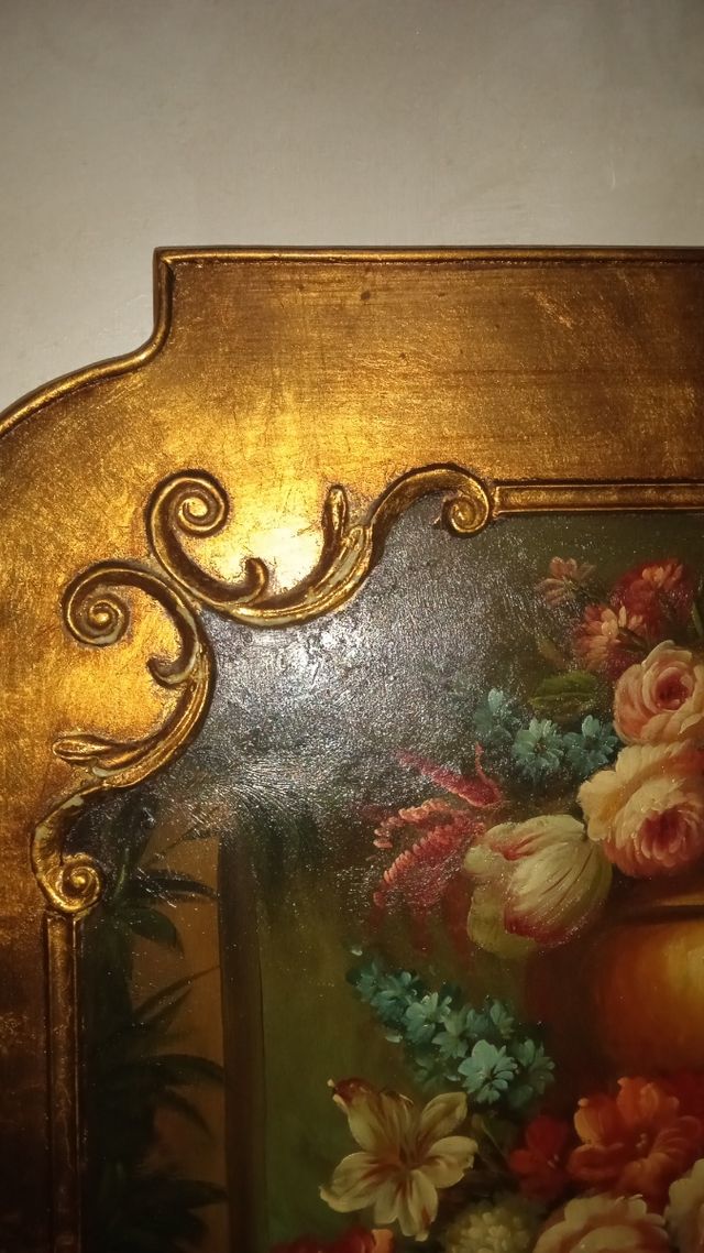 quadro classico dipinto a mano con fiorii. rilievo