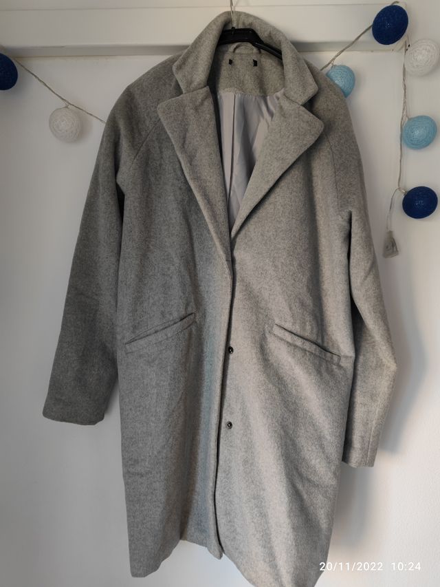 Abrigo de paño gris perla 42-44