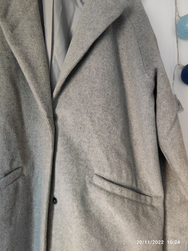 Abrigo de paño gris perla 42-44