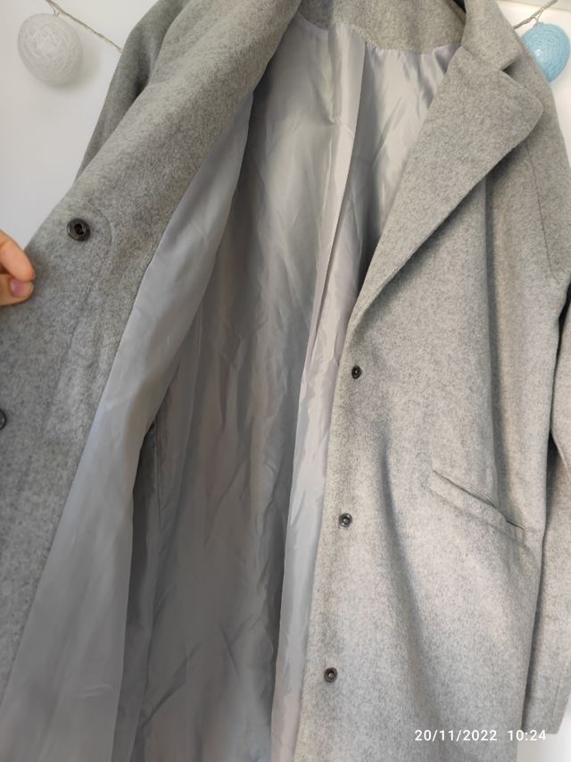 Abrigo de paño gris perla 42-44
