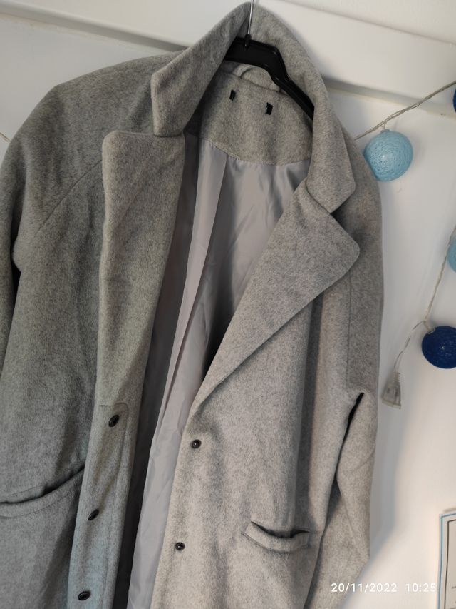 Abrigo de paño gris perla 42-44