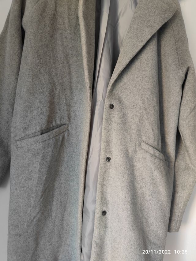 Abrigo de paño gris perla 42-44