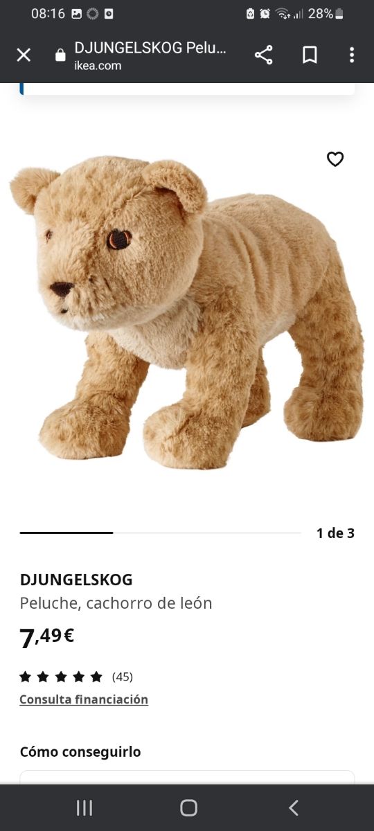 Peluche Leone Ikea IKEA DJUNGELSKOG Brown Lion Cub Plush 20 Cm - Main Image