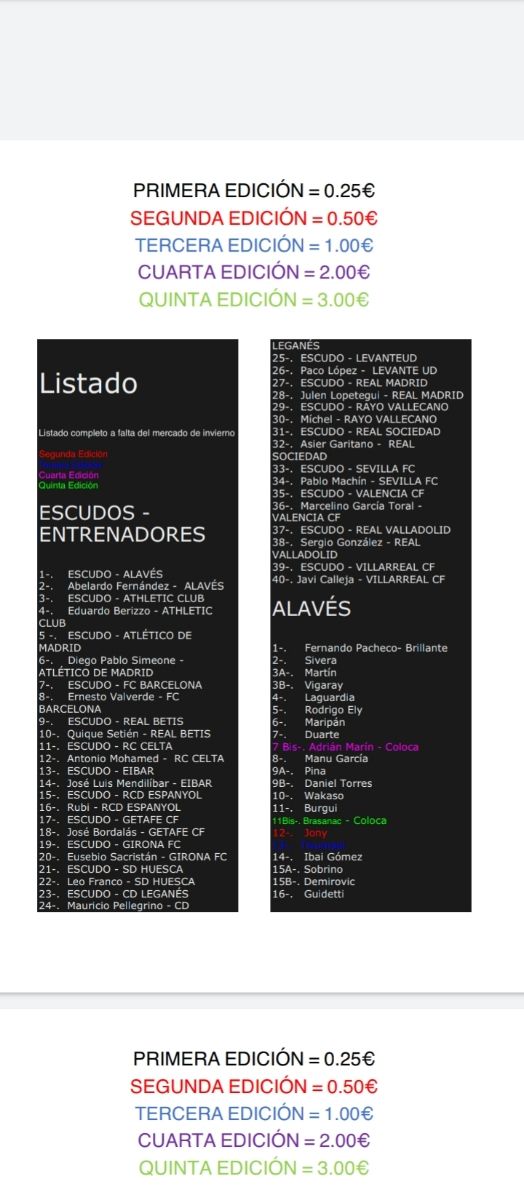 2018/19 Completa tu colección Liga Este