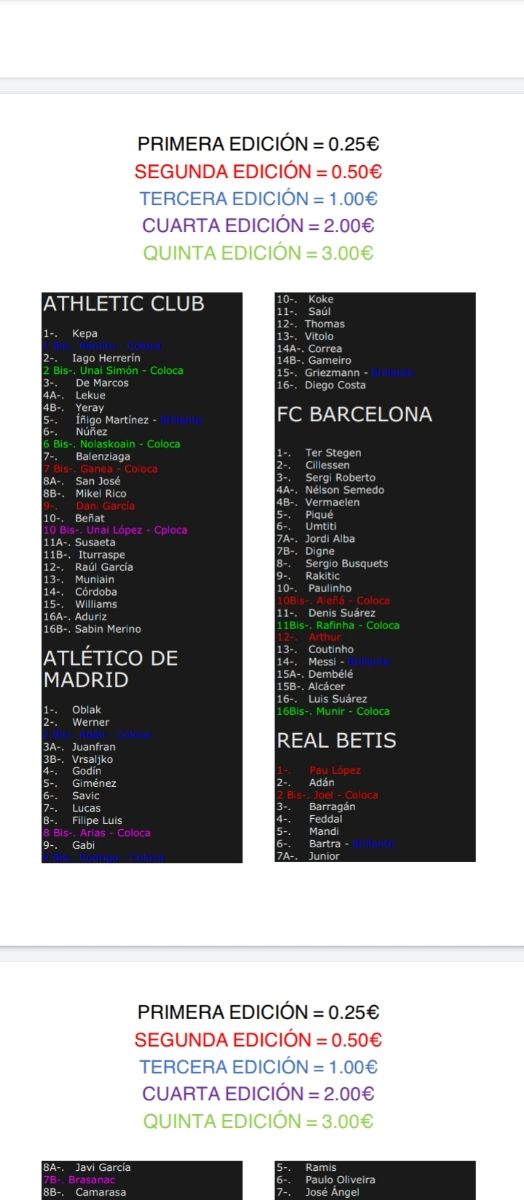 2018/19 Completa tu colección Liga Este