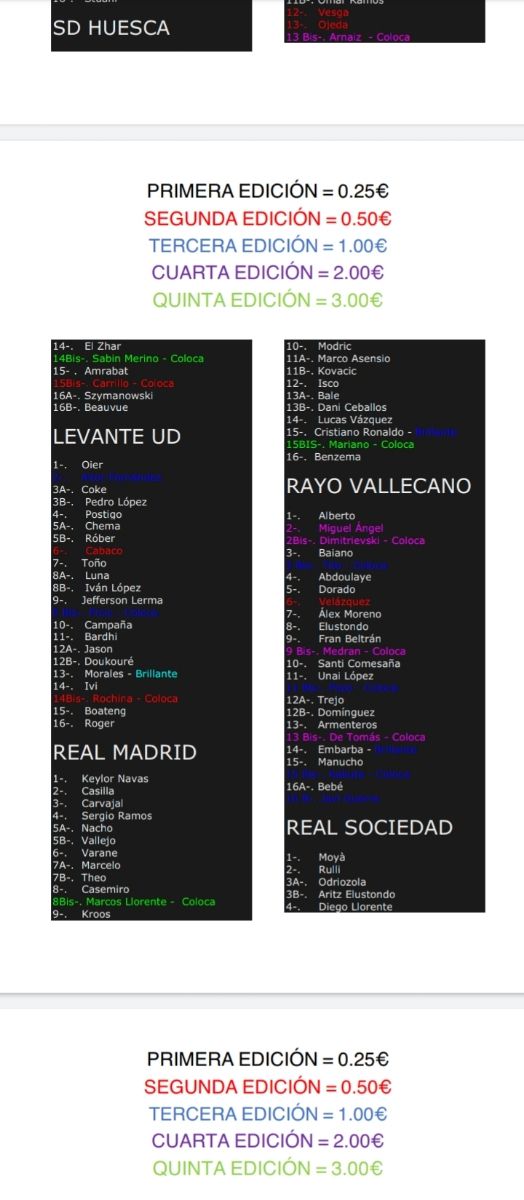 2018/19 Completa tu colección Liga Este