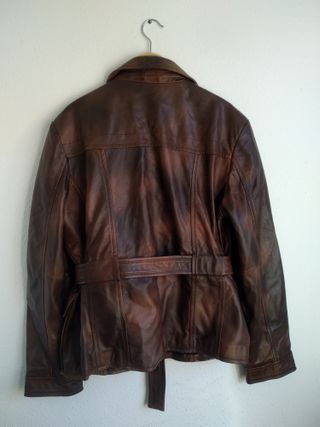 Chaqueta De Cuero Marrón.Como Nueva.