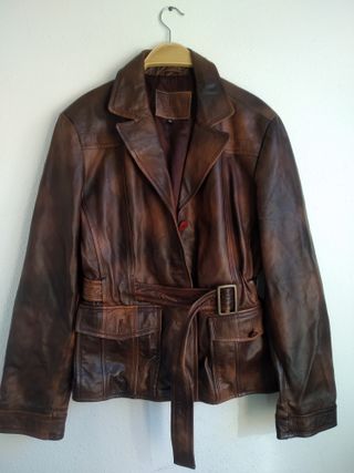 Chaqueta De Cuero Marrón.Como Nueva.
