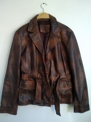 Chaqueta De Cuero Marrón.Como Nueva.