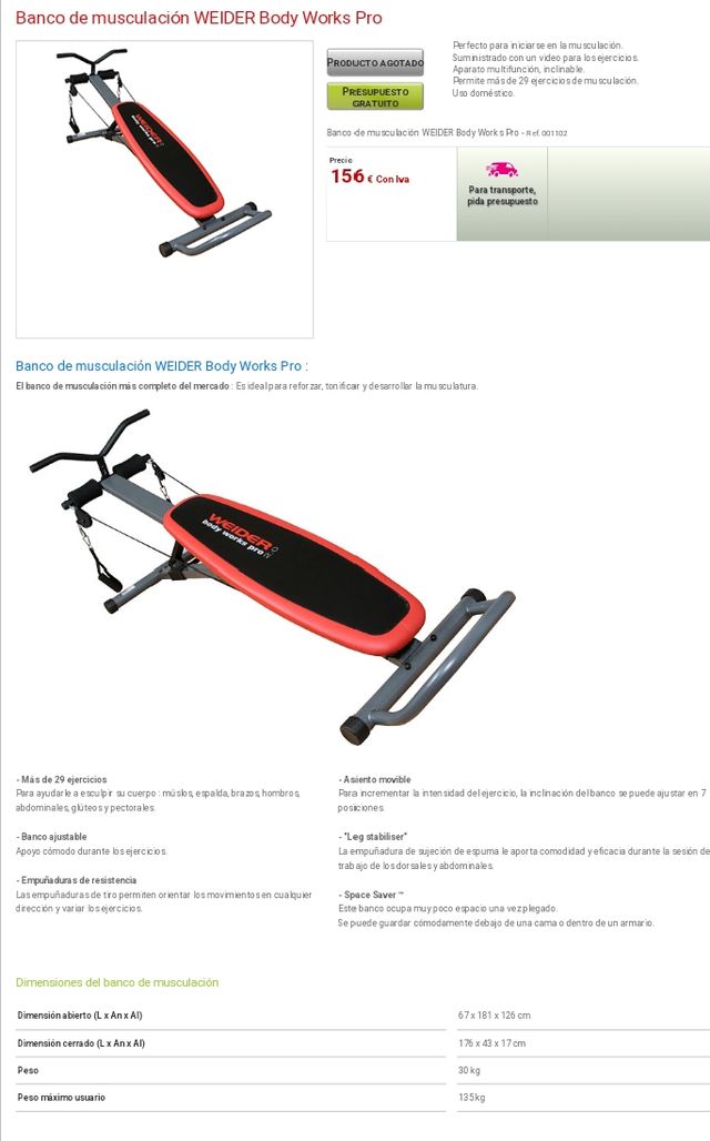 Banco DEPORTIVO .Abdominales , remo varios ejercic