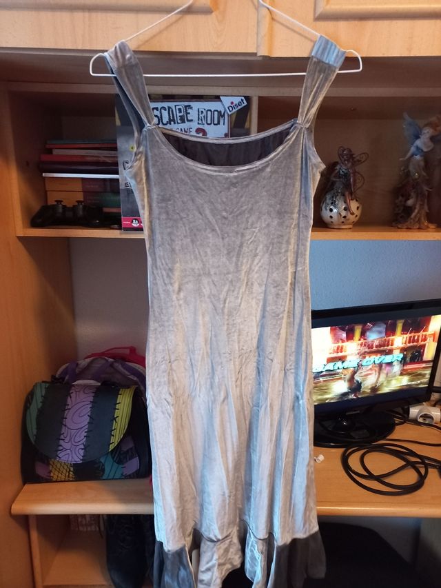 vestido terciopelo gris/plata