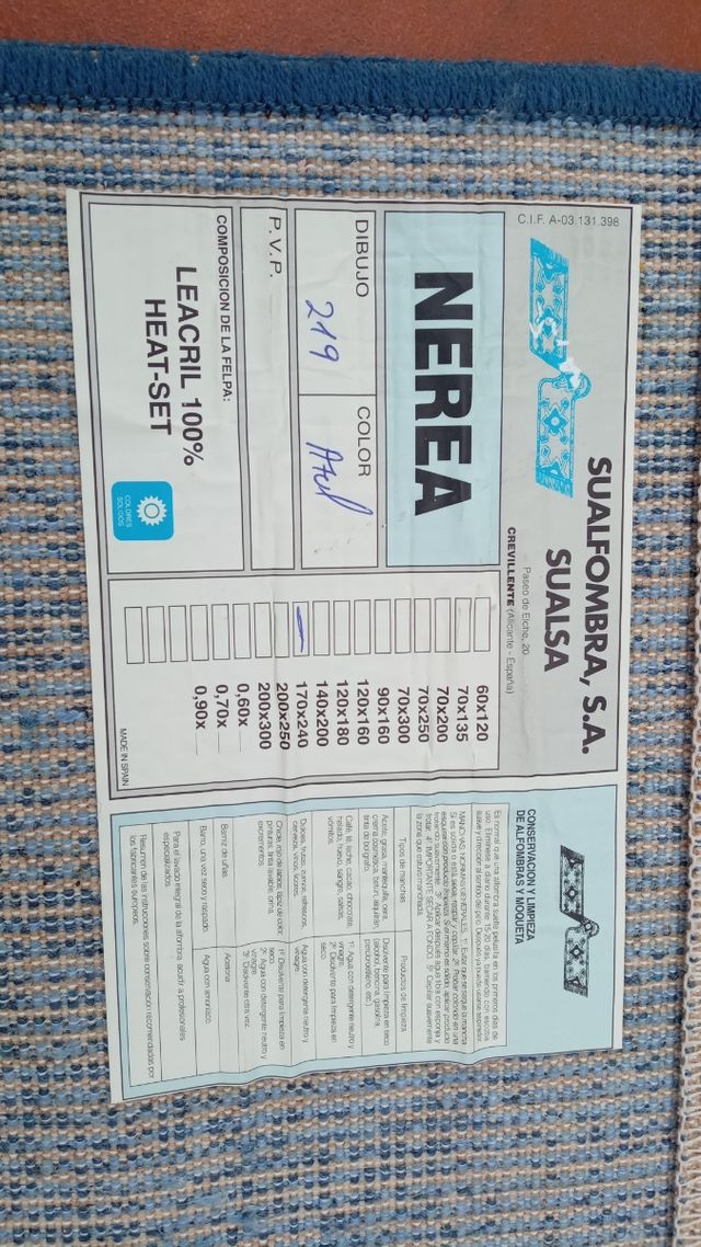 Alfombra nueva a estrenar.