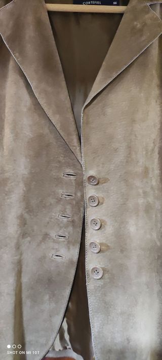 preciosa chaqueta de ante, beige, nueva talla L